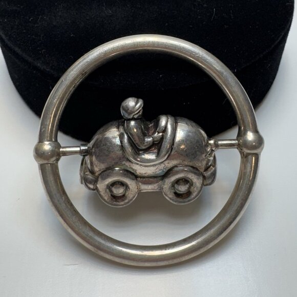 Tiffany & Co. Vehicle/Driver Baby Rattle Sterling Silver 925 Signed Rare - Picture 2 of 12